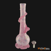 Thumbnail for Noble Glass - Pink Wrap 14-Inch Soft Glass Bubble Water Pipe Bowl Out