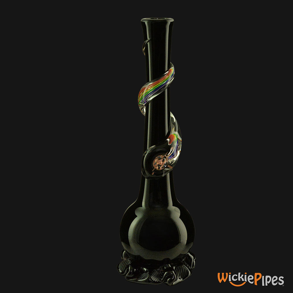 Noble Glass - Rainbow Black Wrap 14-Inch Soft Glass Bubble Water Pipe Back