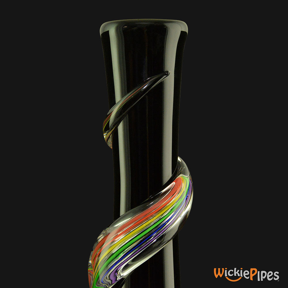 Noble Glass - Rainbow Black Wrap 14-Inch Soft Glass Bubble Water Pipe Flared Mouthpiece