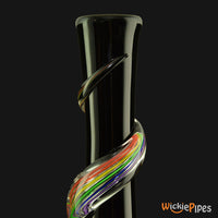 Thumbnail for Noble Glass - Rainbow Black Wrap 14-Inch Soft Glass Bubble Water Pipe Flared Mouthpiece