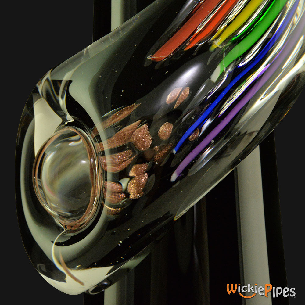 Noble Glass - Rainbow Black Wrap 14-Inch Soft Glass Bubble Water Pipe Wrap Side
