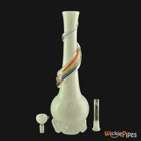 Thumbnail for Noble Glass - Rainbow White Wrap 14-Inch Soft Glass Bubble Water Pipe Disassembled