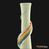 Thumbnail for Noble Glass - Rainbow White Wrap 14-Inch Soft Glass Bubble Water Pipe Flared Mouthpiece