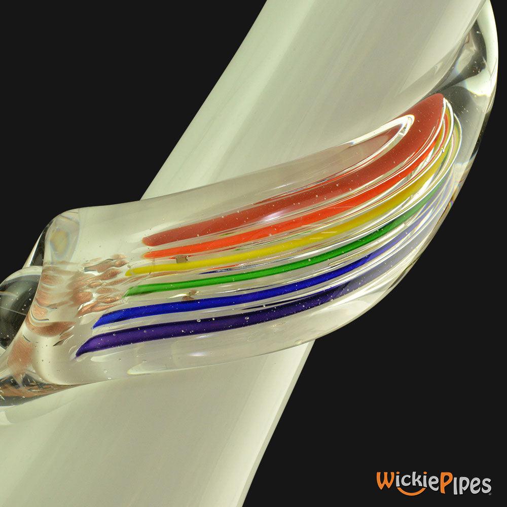 Noble Glass - Rainbow White Wrap 14-Inch Soft Glass Bubble Water Pipe Wrap Side