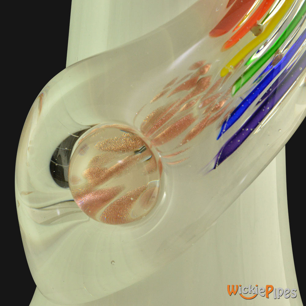Noble Glass - Rainbow White Wrap 14-Inch Soft Glass Bubble Water Pipe Wrap