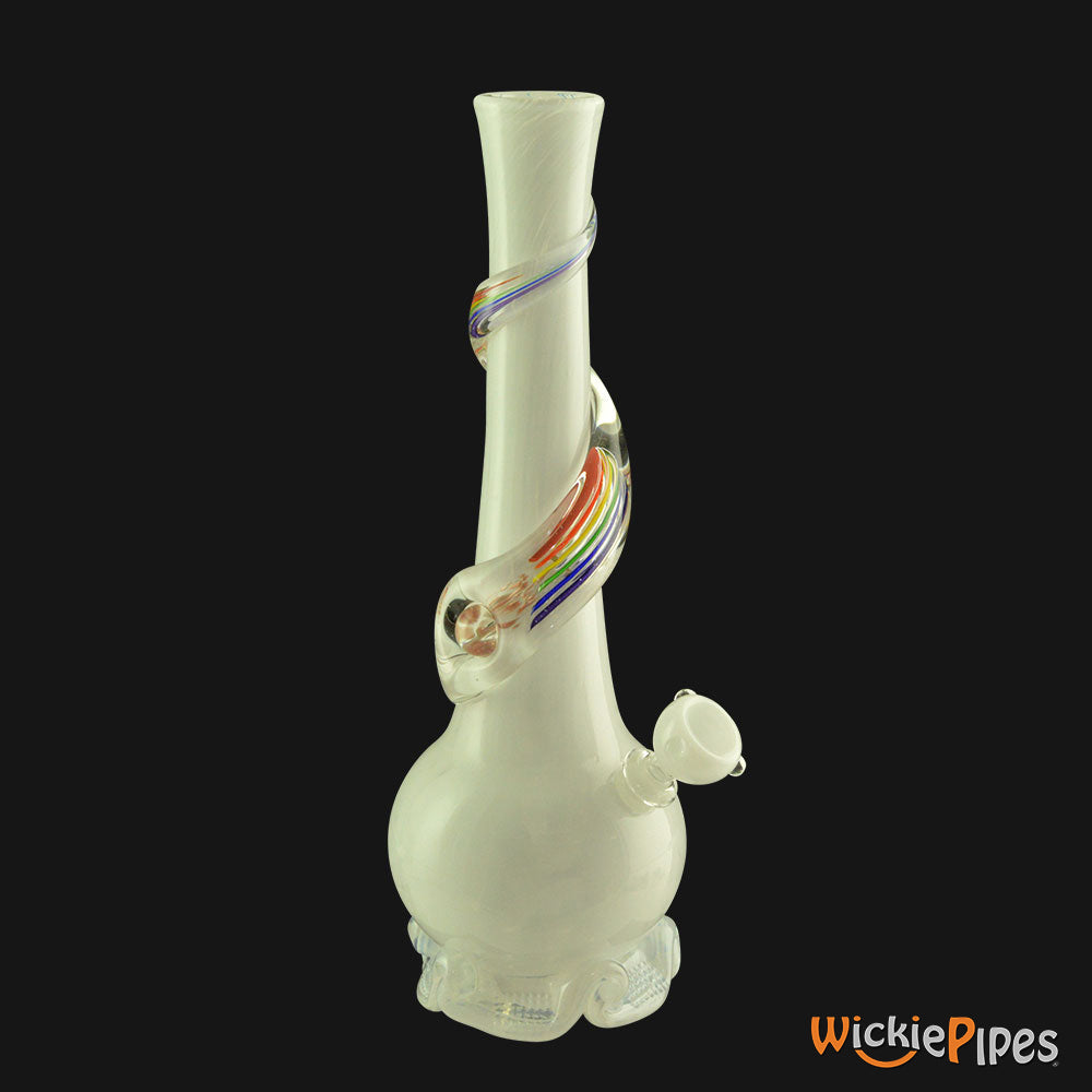 Noble Glass - Rainbow White Wrap 14-Inch Soft Glass Bubble Water Pipe