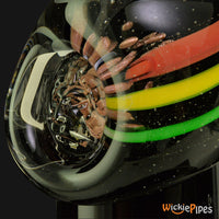 Thumbnail for Noble Glass - Rasta Black Wrap 14-Inch Soft Glass Bubble Water Pipe Lion Side Wrap