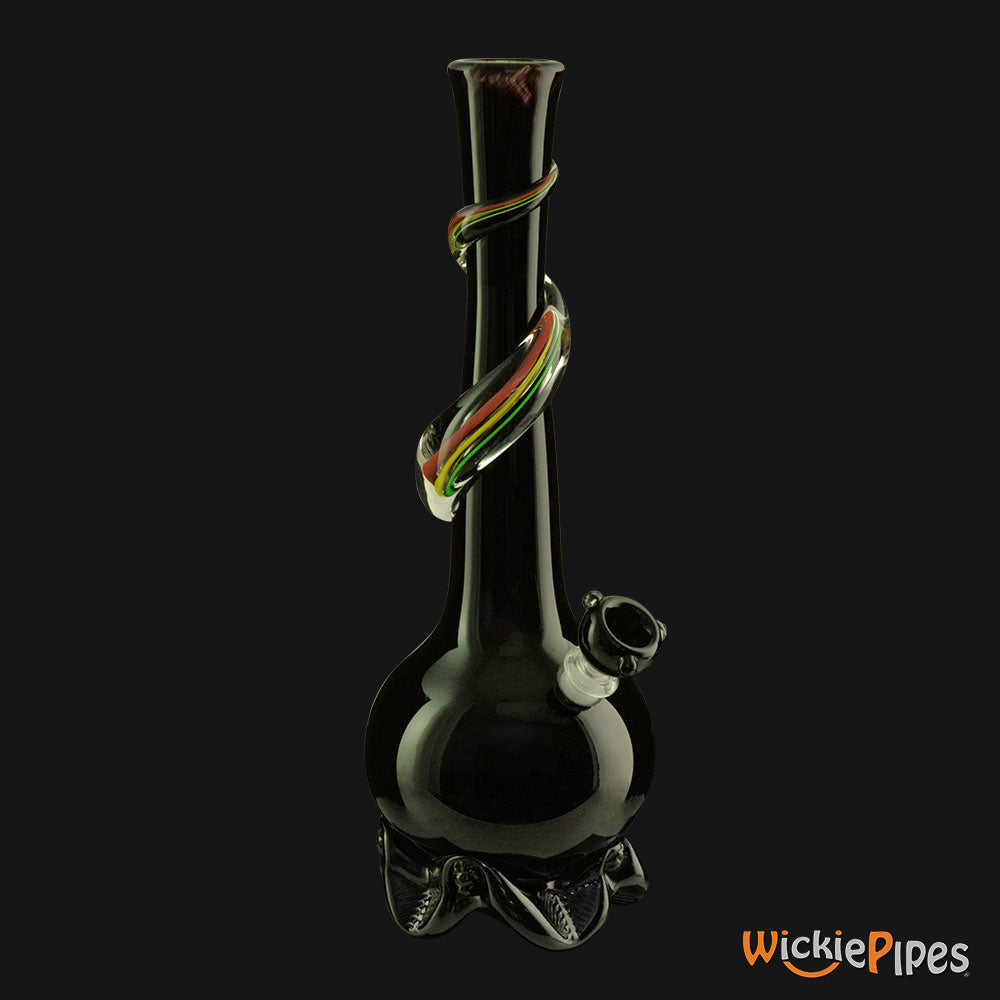 Noble Glass - Rasta Black Wrap 14-Inch Soft Glass Bubble Water Pipe