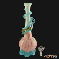 Thumbnail for Noble Glass - White Pink Dichro Wrap 11-Inch Soft Glass Bubble Water Pipe Bowl Out