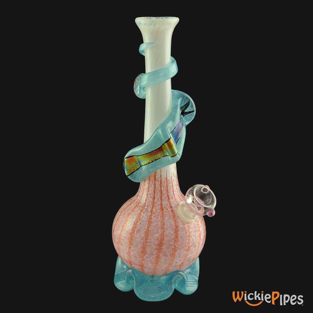 Noble Glass - White Pink Dichro Wrap 11-Inch Soft Glass Bubble Water Pipe