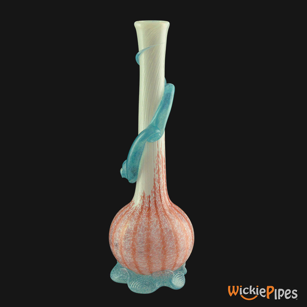 Noble Glass - White Pink Wrap 14-Inch Soft Glass Bubble Water Pipe Back