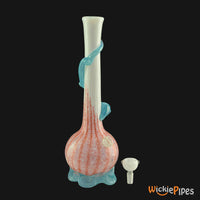 Thumbnail for Noble Glass - White Pink Wrap 14-Inch Soft Glass Bubble Water Pipe Bowl Out