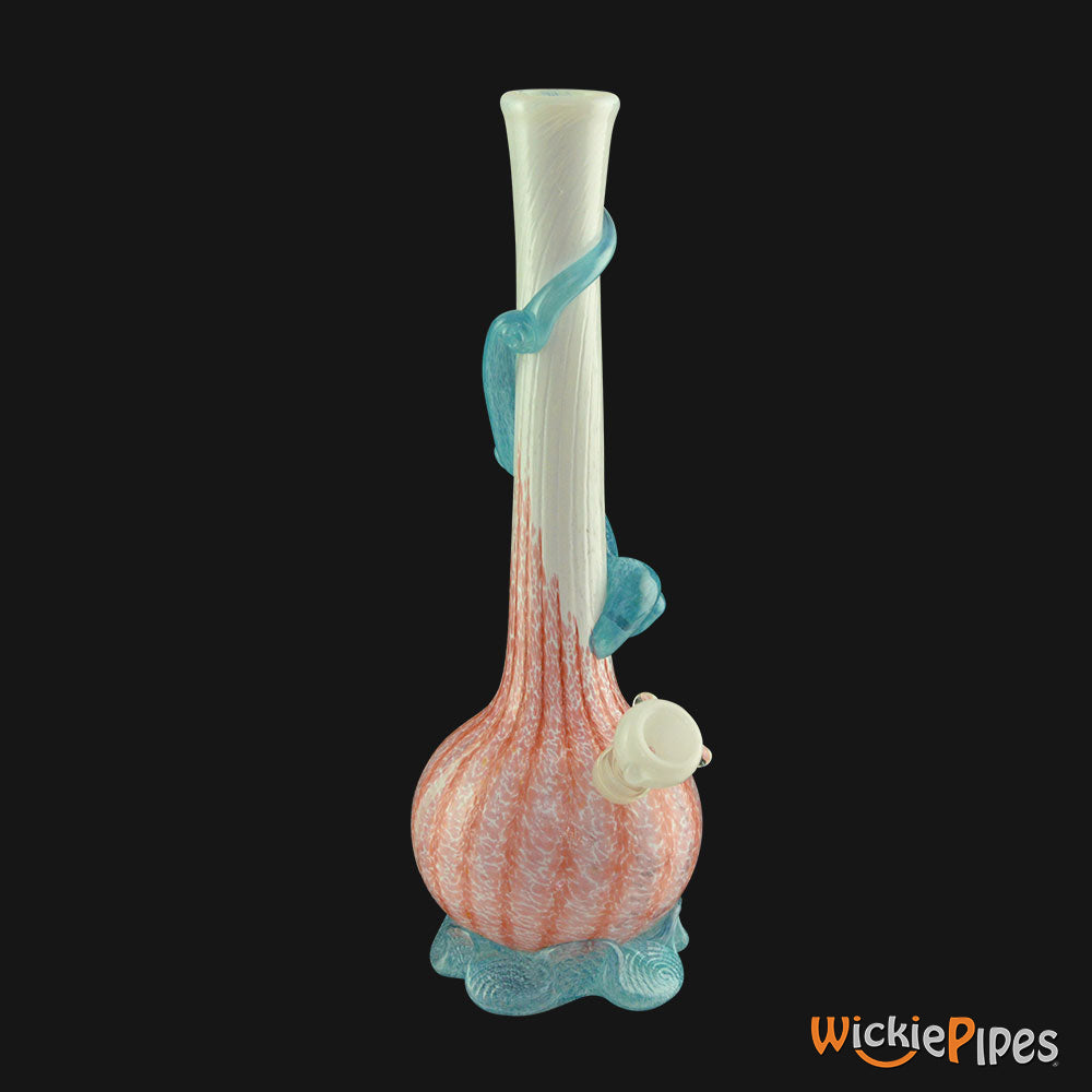 Noble Glass - White Pink Wrap 14-Inch Soft Glass Bubble Water Pipe