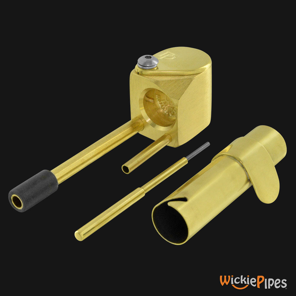 Proto Pipe - Classic 3-inch brass hand pipe disassembled.