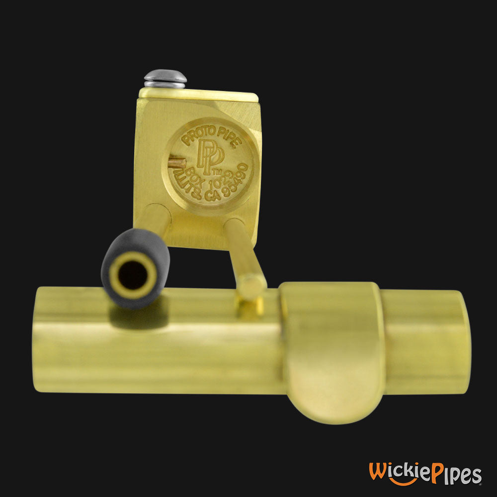 Proto Pipe - Classic 3-inch brass hand pipe manufacturers authentication seal.