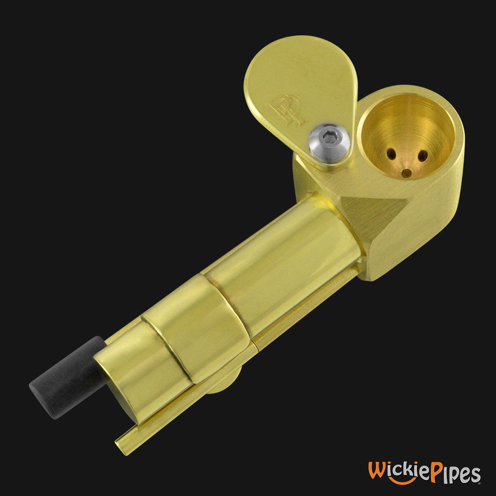 Proto Pipe - Classic 3-inch brass hand pipe open lid.