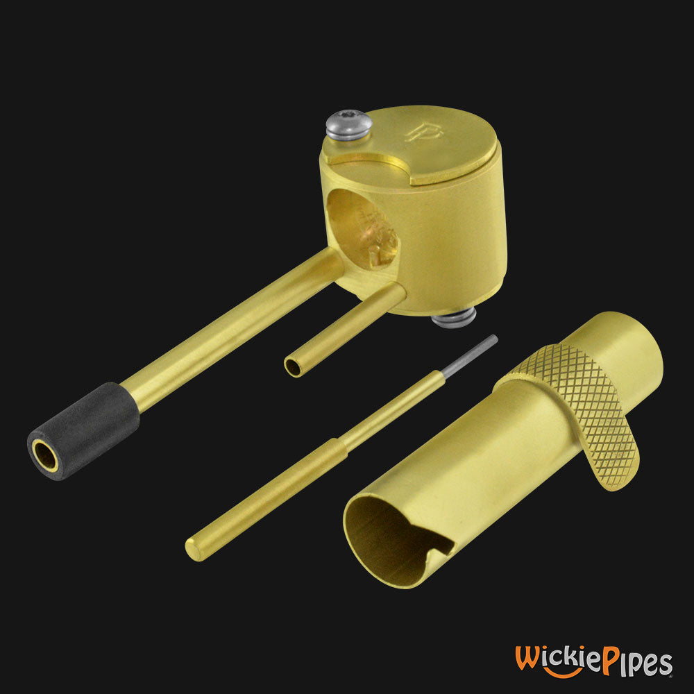 Proto Pipe - Rocket 3-inch brass hand pipe disassembled.