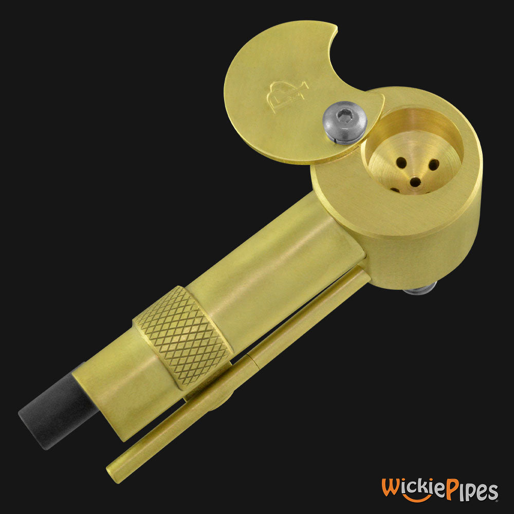 Proto Pipe - Rocket 3-inch brass hand pipe open lid.