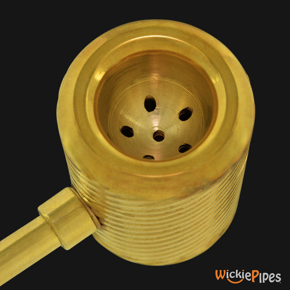 Punchbowl - Cob 3.5-Inch Brass Hand Pipe close up of bowl.