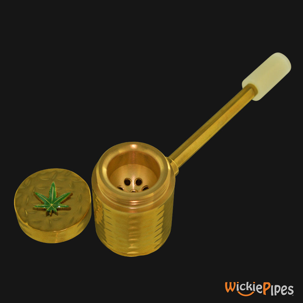 Punchbowl - Lava 3.5-Inch Brass Hand Pipe lid open bowl.