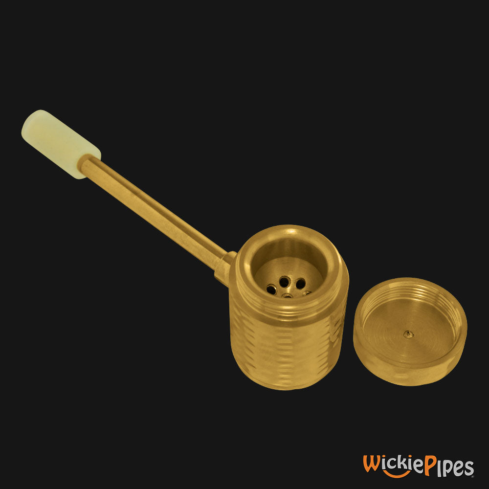 Punchbowl - Lava 3.5-Inch Brass Hand Pipe lid open tar trap.