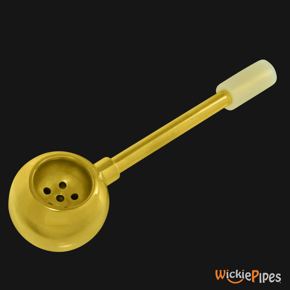 Punchbowl - Lollipop 3.5-Inch Brass Hand Pipe bowl angled left.