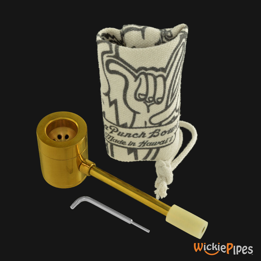 Punchbowl - Popeye 3.5-Inch Brass Hand Pipe Pouch and poker tool.