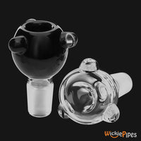 Thumbnail for WickiePipes 18mm Standard Male Dry-Herb Glass Bowl black and clear.