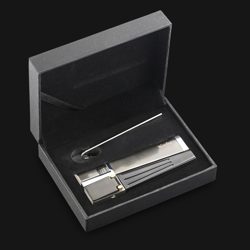 Wikilite Pipe Lighter Gunmetal Gray case with Wikilite poker and screens.