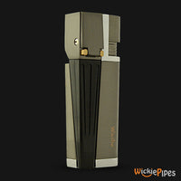 Thumbnail for Wikilite Pipe Lighter Gunmetal Gray upright right view with closed bowl and closed mouthpiece.