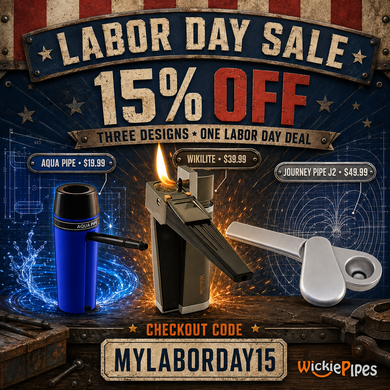 Wikilite - Aqua Pipe - Journey Pipe J2 Labor Day Sale | Get 15% OFF | code: MYLABORDAY15 | WickiePipes.com