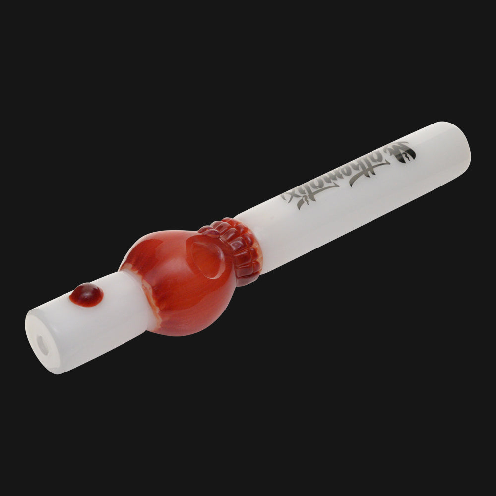 Mathematix Glass - Double Bowl Skull Steamroller Glass Hand Pipe - Red