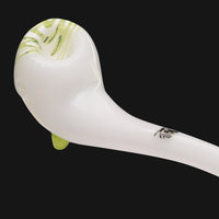 Thumbnail for Mathematix Glass - Worked Slime 13 Inch White Gandalf Glass Pipe bowl close up view.