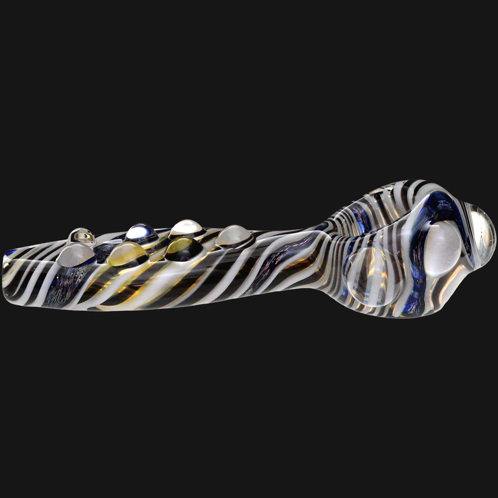 Jellyfish Glass - Beaver Tail Dichro Glass Spoon Hand Pipe - White