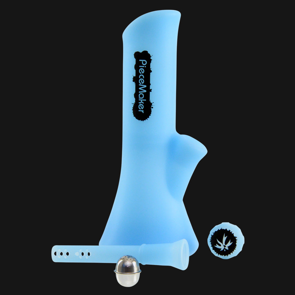 PieceMaker - Kali 8" Mini Beaker Silcone Water Pipe - Glow Blue