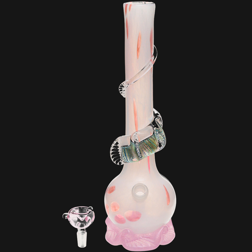 Noble Glass - Pink Dichro Wrap 12" Soft Glass Bubble Bottom Water Pipe