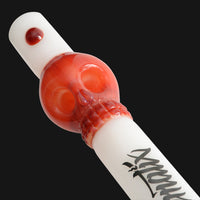 Thumbnail for Mathematix Glass - Double Bowl Skull Steamroller Glass Hand Pipe - Red
