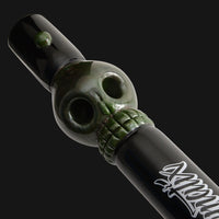 Thumbnail for Mathematix Glass - Double Bowl Skull Steamroller Glass Hand Pipe - Green