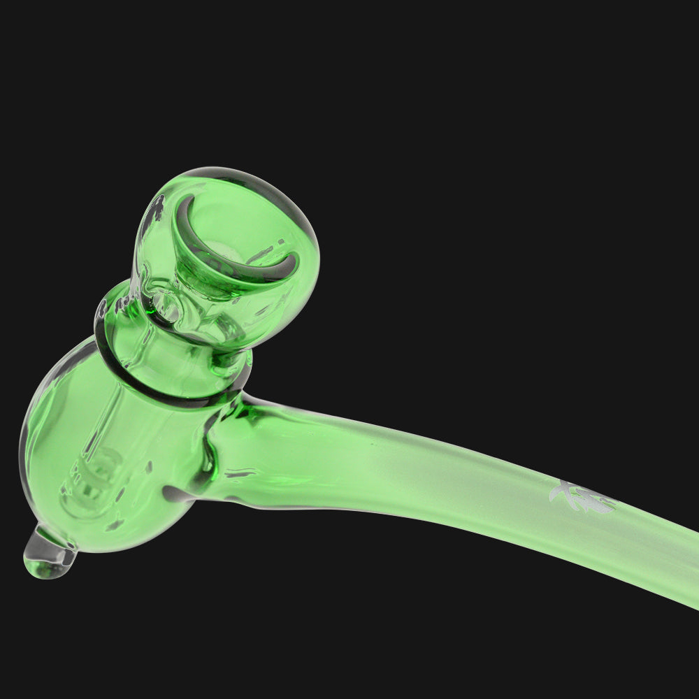 Mathematix Glass - 12-Inch Diffused Glass Gandalf Bubbler Green bowl & water chamber close up view.