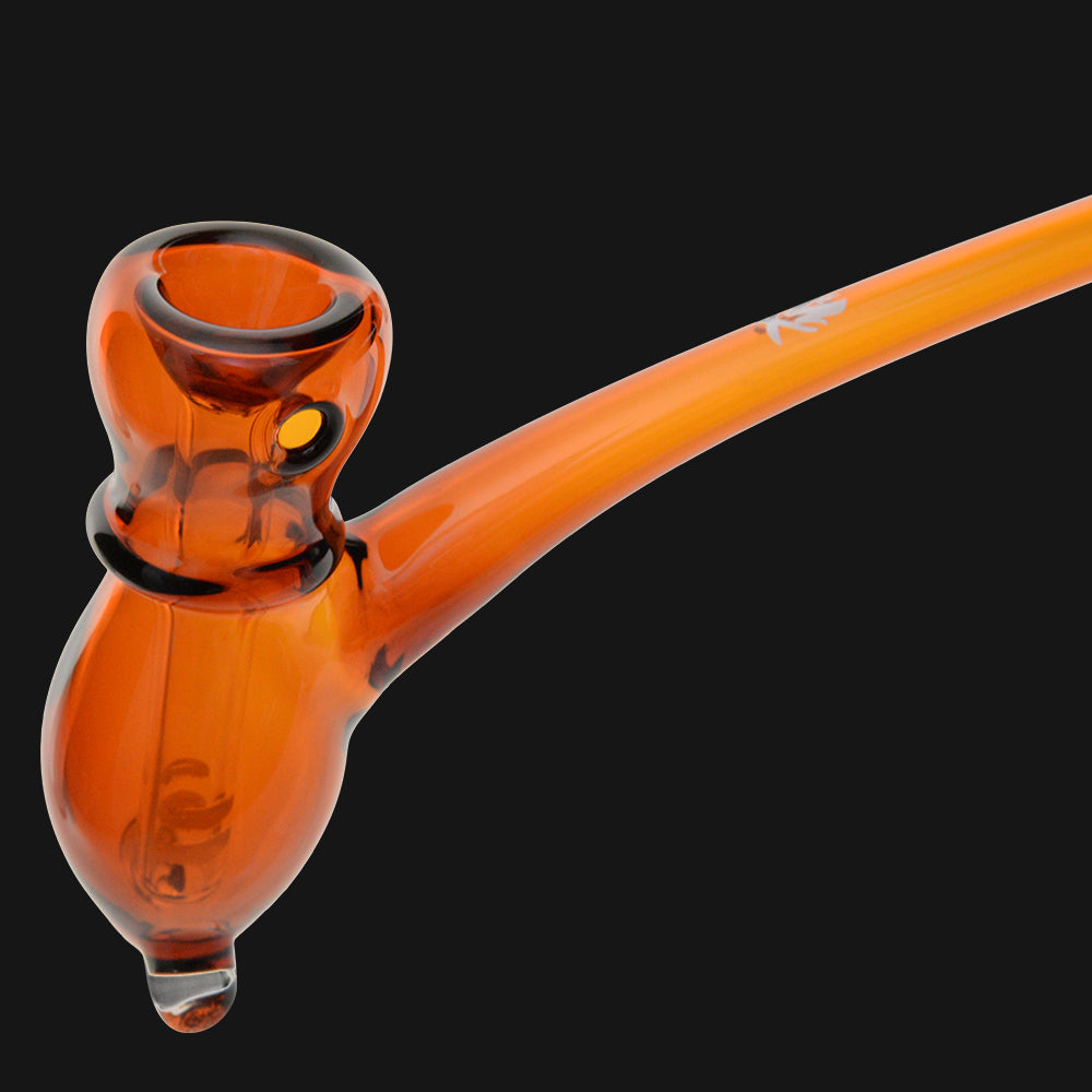 Mathematix Glass - 12-Inch Diffused Glass Gandalf Bubbler Amber bowl & water chamber close up view.