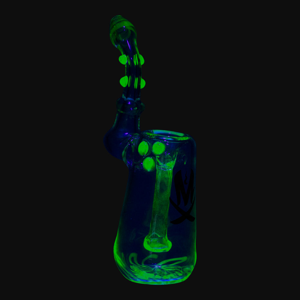 Mathematix Glass - Illuminati Swirl UV Reactive Glass Sherlock Bubbler
