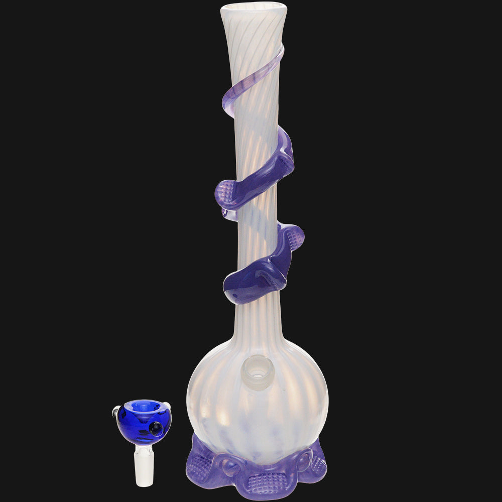 Noble Glass - Purple Wrap 12" Soft Glass Bubble Bottom Water Pipe