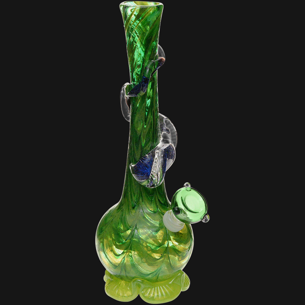Noble Glass - Green Dichro Wrap 12" Soft Glass Bubble Bottom Water Pipe