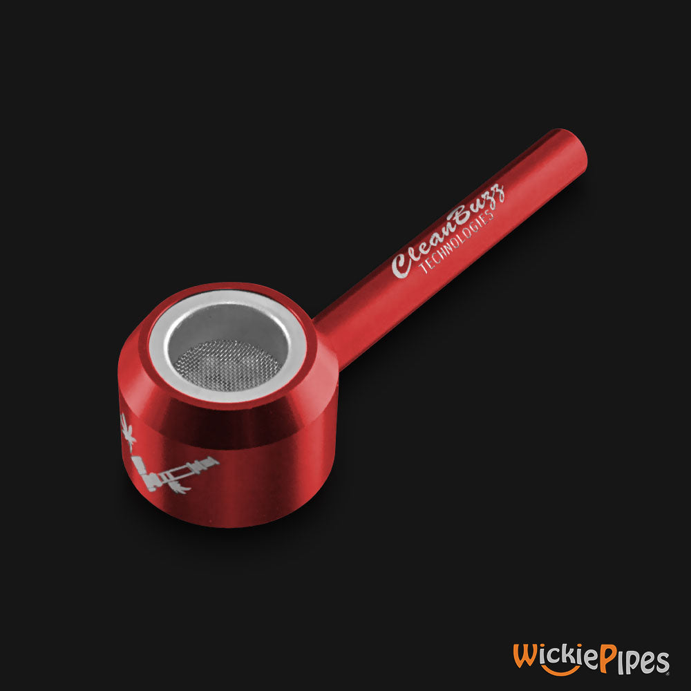 Clean Buzz - CastAway Pipe Red 3.5-Inch Hand Pipe bowl facing bottom left.