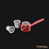 Thumbnail for Clean Buzz - CastAway Pipe System Red 3.5-Inch Hand Pipe full system with 3 bowl liners.