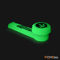 Thumbnail for PieceMaker - Karma Electric Green Glow In The Dark 3.5-Inch Silicone Hand Pipe with front cap on.