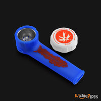 Thumbnail for PieceMaker - Karma Breakout Blue 3.5-Inch Silicone Hand Pipe top with cap off.