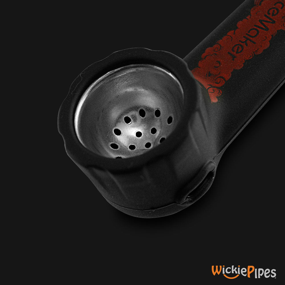 PieceMaker - Karma Burnout Black 3.5-Inch Silicone Hand Pipe close up with open bowl.