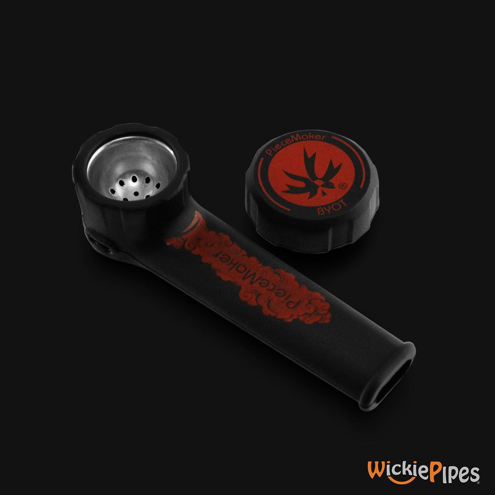PieceMaker - Karma Burnout Black 3.5-Inch Silicone Hand Pipe top with cap off.