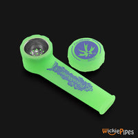 Thumbnail for PieceMaker - Karma Electric Green 3.5-Inch Silicone Hand Pipe top with cap off.